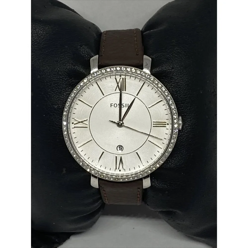 Fossil Jacqueline ES3545 Women's Leather Analog Silver Dial Quartz Watch WO43